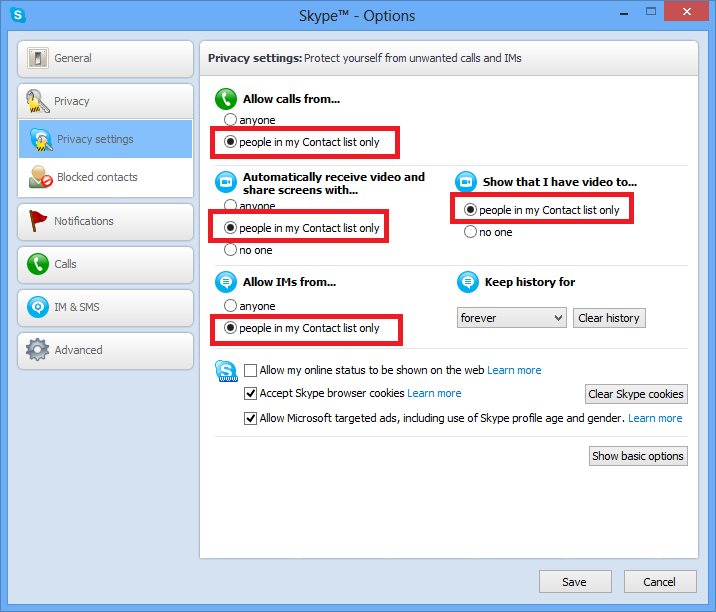 video settings for skype